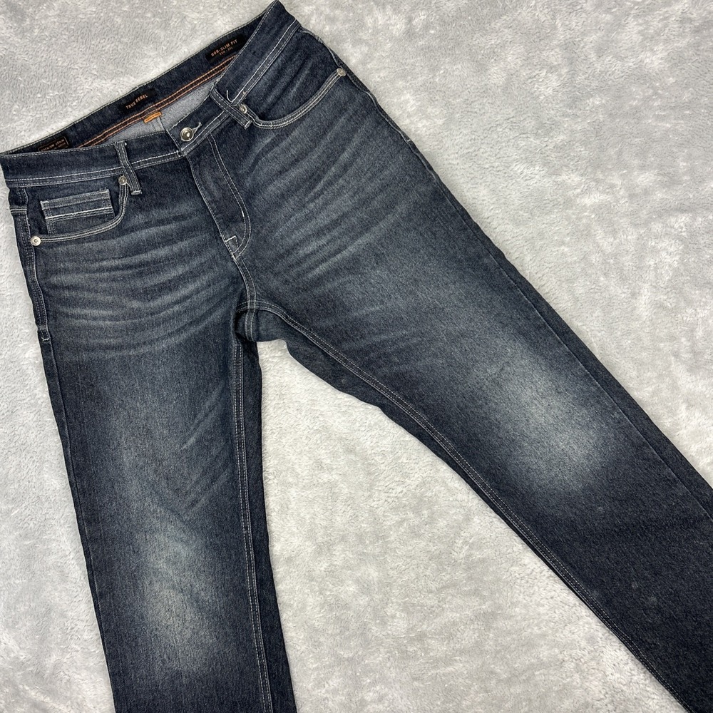 True Rebel Jeans Premium 808 Slim Fit Mens 31x29 Dk Blue Cotton Blend Gray Label